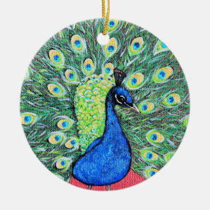 Displaying Peacock Painting Ceramic Ornament