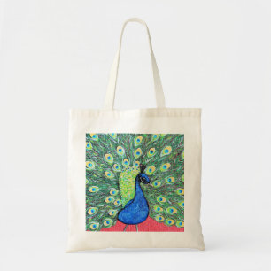 Displaying Peacock Painting Tote Bag