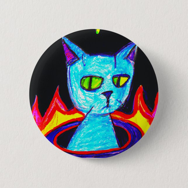 Displeased cat 2 inch round button (Front)