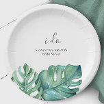 Disposable Bridal Shower Plates Palm Leaves<br><div class="desc">Enhance your bridal shower with these elegant disposable plates, featuring tropical monstera palm leaves. Personalize them effortlessly using the provided template fields to add your custom text. Order in small quantities or bulk for your wedding or bridal shower. Explore more decorative tableware like this at www.zazzle.com/dotellabelle. Each plate showcases unique...</div>
