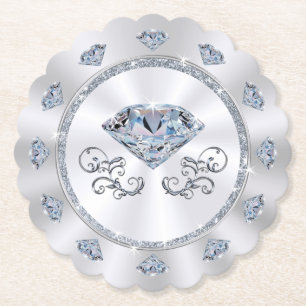 Disposable Coasters. Diamond Themed Birthday Party Paper Coaster