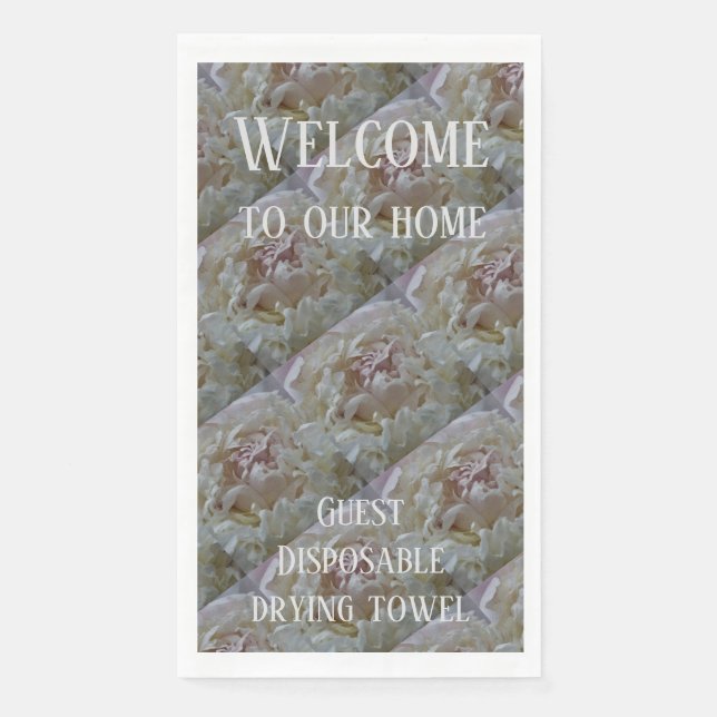 Disposable Hand Towel Bed of Peonies Napkin (Front)