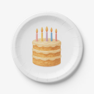 Disposable plate with a picture of a birthday cake