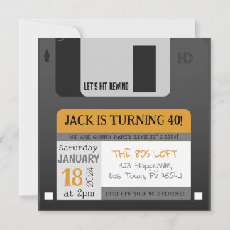 Disquette amusante 80s 90s Invitation anniversaire