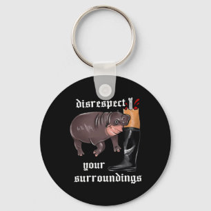Disrespect Your Surroundings Moo Deng Funny Design Keychain