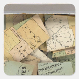 Dissected Outline Map, United States of America Square Sticker