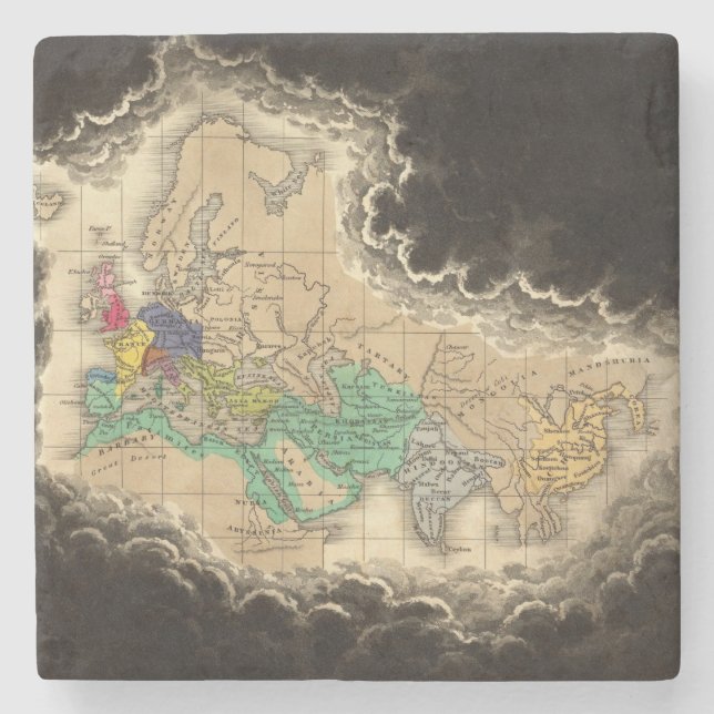 Dissolution of The Empire of Charlemagne 912 AD Stone Coaster (Front)