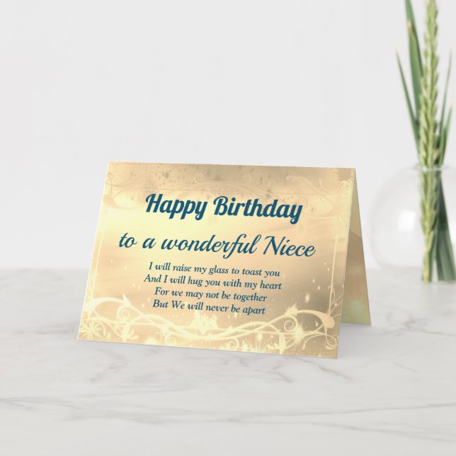 Distance Happy Birthday Niece Card (Front)