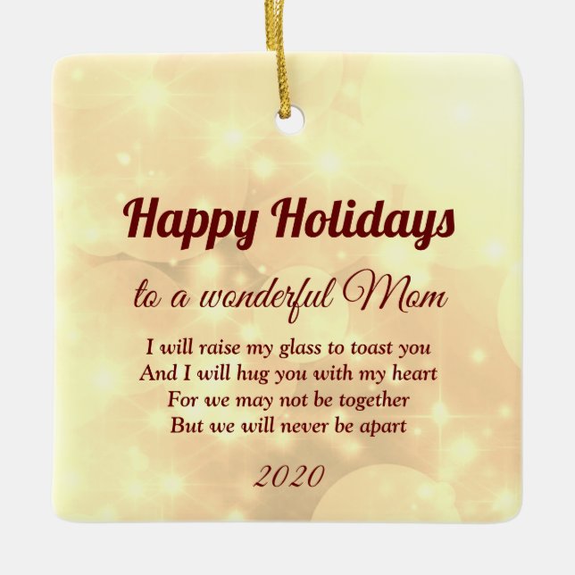Distance Happy Holidays Ceramic Ornament (Front)