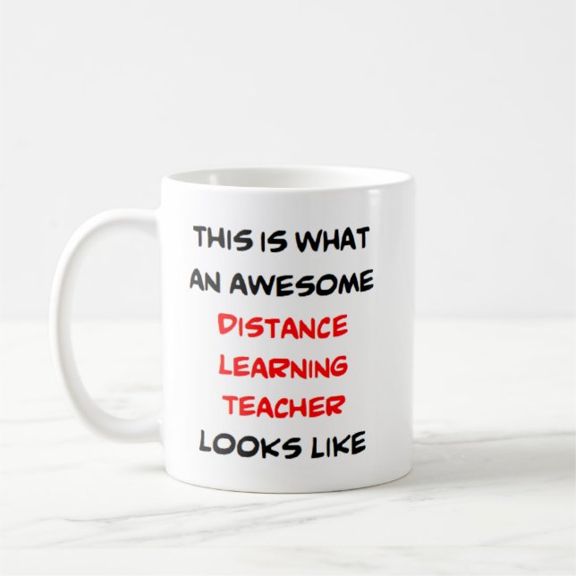 distance learning teacher, awesome coffee mug (Left)