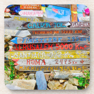 Distance sign coaster