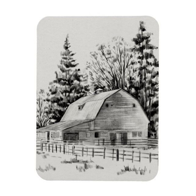 Distant Barn Sketch I Magnet (Vertical)