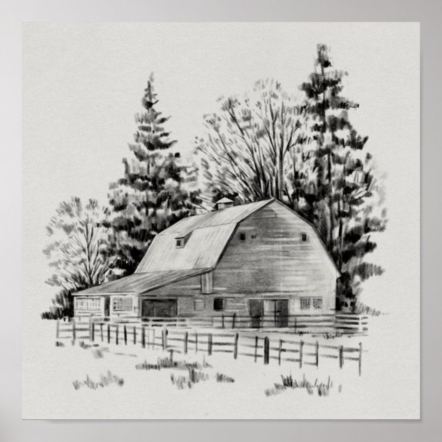 Distant Barn Sketch I Poster (Front)