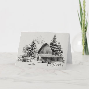 Distant Barn Sketch II Card