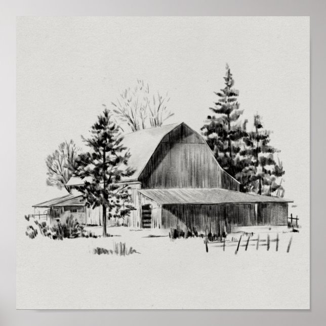 Distant Barn Sketch II Poster (Front)