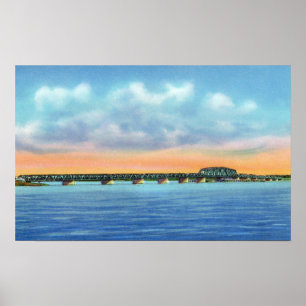 Distant Lake View of the New Bridge Poster