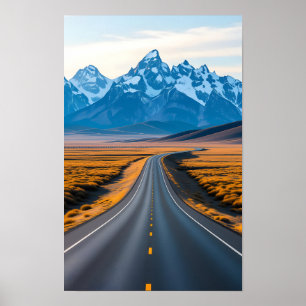 Distant Mountain Peaks Poster