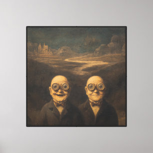 Distant Siblings Surreal Vintage Oil Painting Art Canvas Print