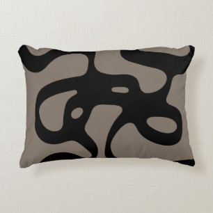 Distant Signals: Abstract Black & Grey Accent Pillow