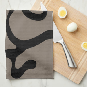 Distant Signals: Abstract Black & Grey Kitchen Towel