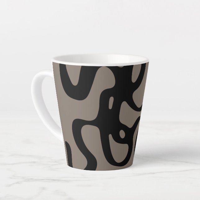 Distant Signals: Abstract Black & Grey Latte Mug (Left Angle)