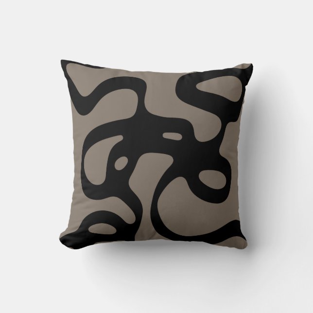 Distant Signals: Abstract Black & Grey Throw Pillow (Front)