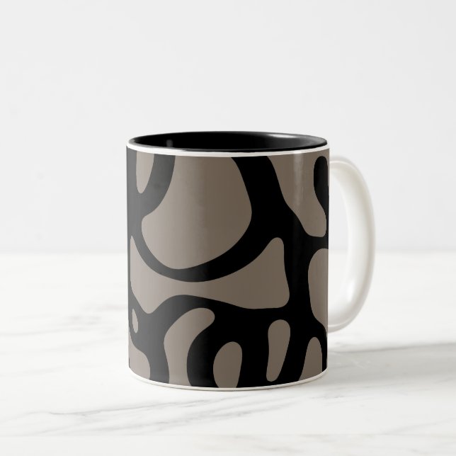 Distant Signals: Abstract Black & Grey Two-Tone Coffee Mug (Front Right)