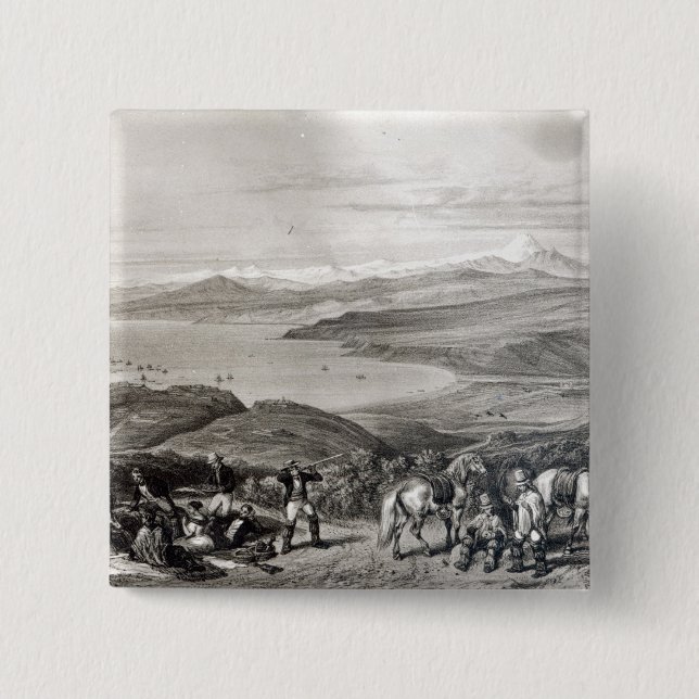 Distant View of the Aconcagua Volcano 2 Inch Square Button (Front)