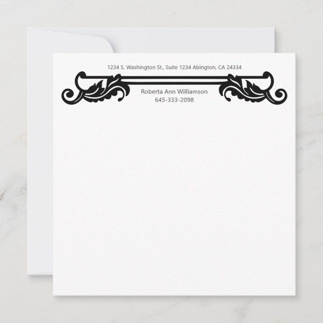 Distinctive Floral Leaf Bold Black Line Border   Card (Front)