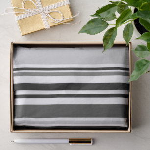 Distinctive Grey, Black, White Stripes Tissue Paper
