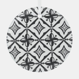 Distinctive Indonesian Batik: Vintage Motifs. Glass Ornament