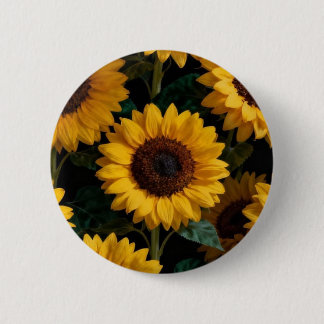 Distinctive sunflower brooch 2 inch round button