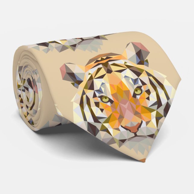 Distinguished gold geometric tiger tie (Rolled)