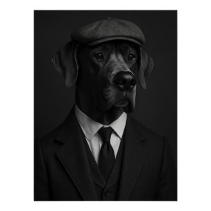Distinguished Great Dane in Suit & Flat Cap Poster