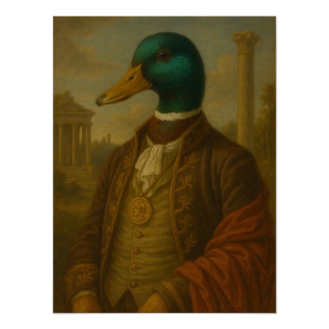 Distinguished Mallard Gentleman Portrait Poster (Front)