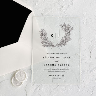 Distinguished Monogram Wedding Acrylic Invitations