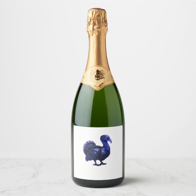 Distopian Turkey Thanksgiving Design Classic T-Shi Sparkling Wine Label (Front)