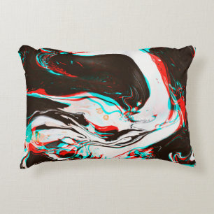Distorted and glitched texture of marbled ink surf accent pillow