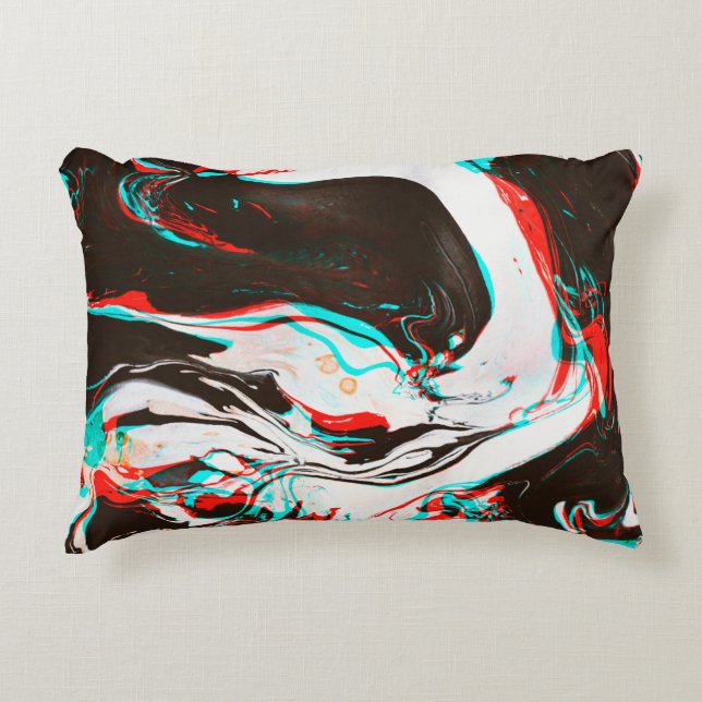 Distorted and glitched texture of marbled ink surf accent pillow (Front)