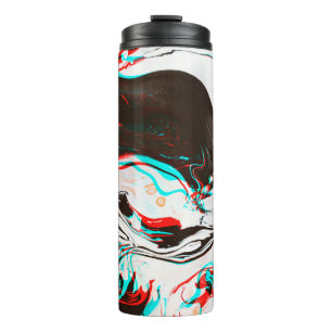 Distorted and glitched texture of marbled ink surf thermal tumbler