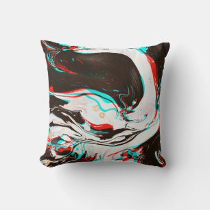 Distorted and glitched texture of marbled ink surf throw pillow