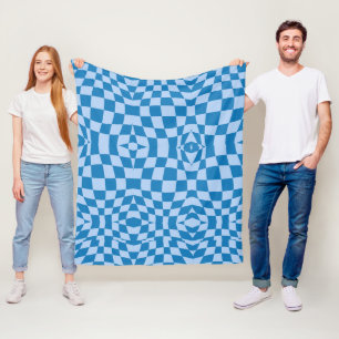 Distorted Chequered Pattern Fleece Blanket