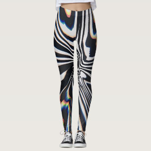 Distorted Line Art Prismatic Glitch Leggings