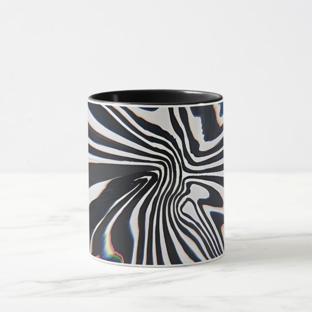 Distorted Line Art Prismatic Glitch Mug (Center)