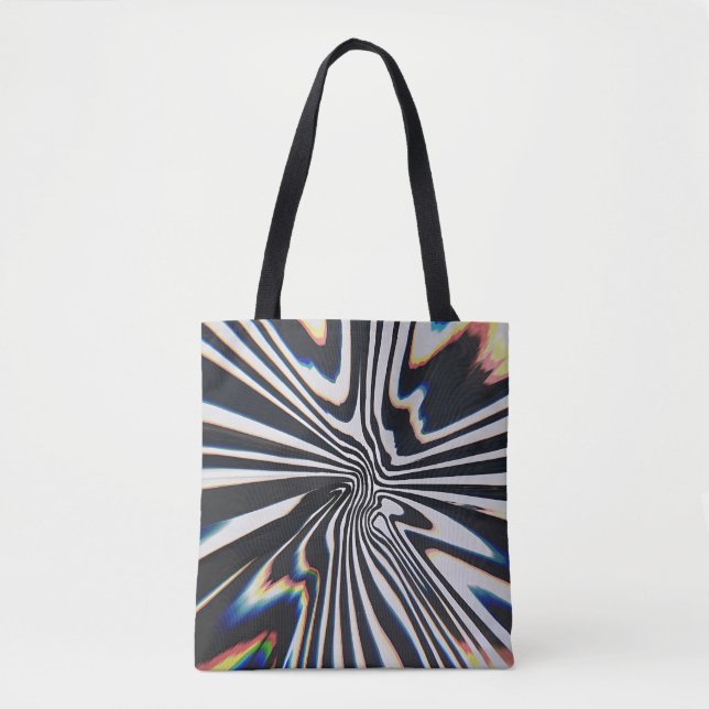 Distorted Line Art Prismatic Glitch Tote Bag (Front)