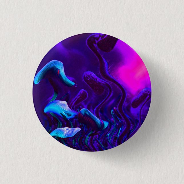 Distorted Mushroom 1 Inch Round Button (Front)