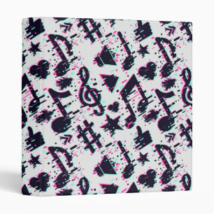 Distorted Musical Notes & Hearts Pattern Binder