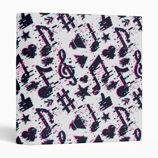Distorted Musical Notes & Hearts Pattern Binder (Front/Spine)