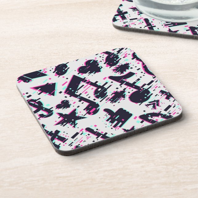 Distorted Musical Notes & Hearts Pattern Coaster (Left Side)