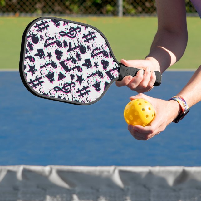Distorted Musical Notes & Hearts Pattern Pickleball Paddle (Insitu)